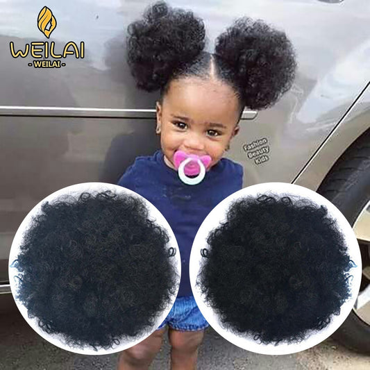 WEILAI Postiche Cheveux Chignon Ponytail Afro Puff Soft Fried Head Elastic Hair Rope Synthetic Buns for Black Women and Child