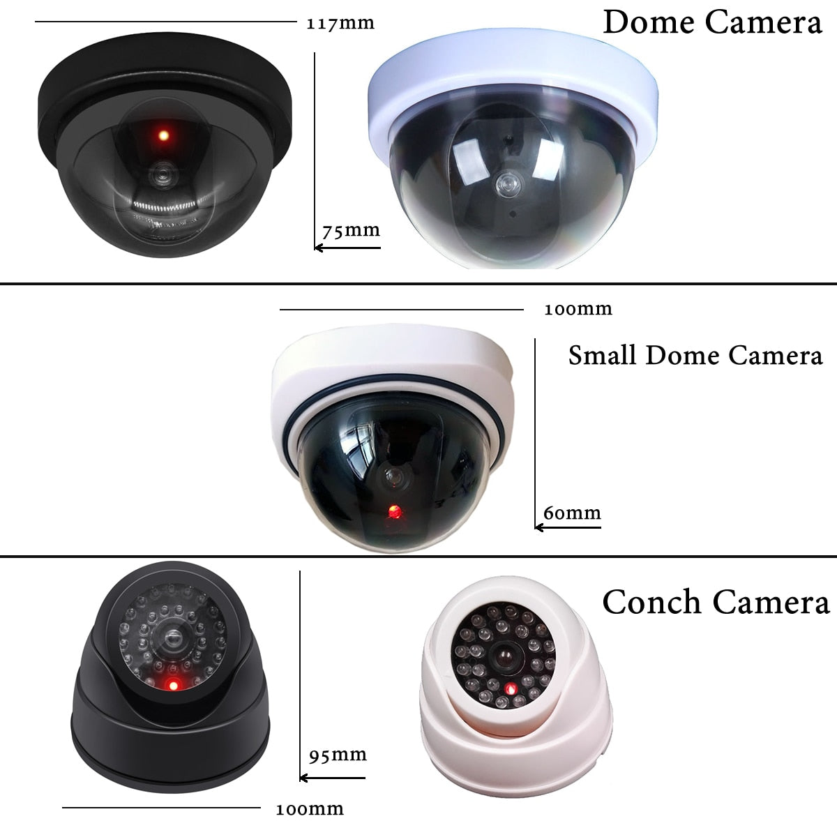Wireless Black/White Dummy Camera Fake Plastic Dome CCTV Security Camera With Flashing Led Surveillance System Indoor Outdoor